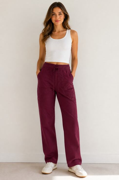 Dickies Pants - Dickies Tall XS Burgundy Drawstring Cargo Pants